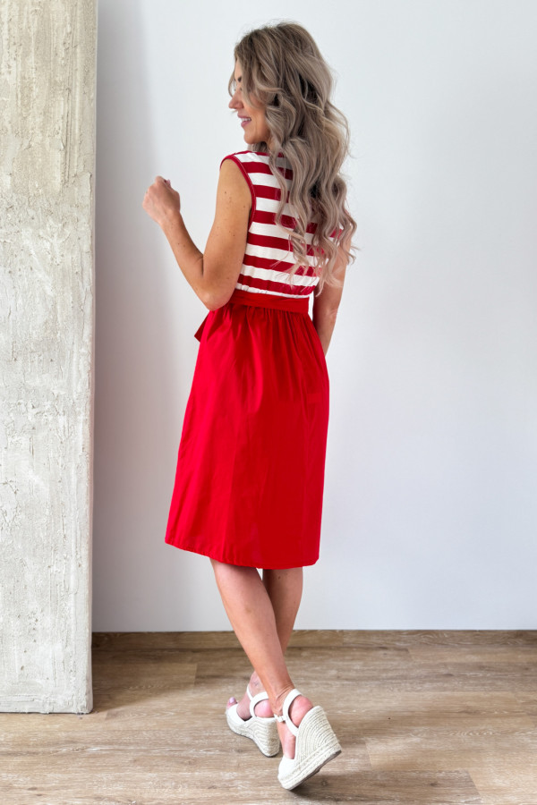 Sukienka Fit & Flare Maja - Biało Czerwona 3