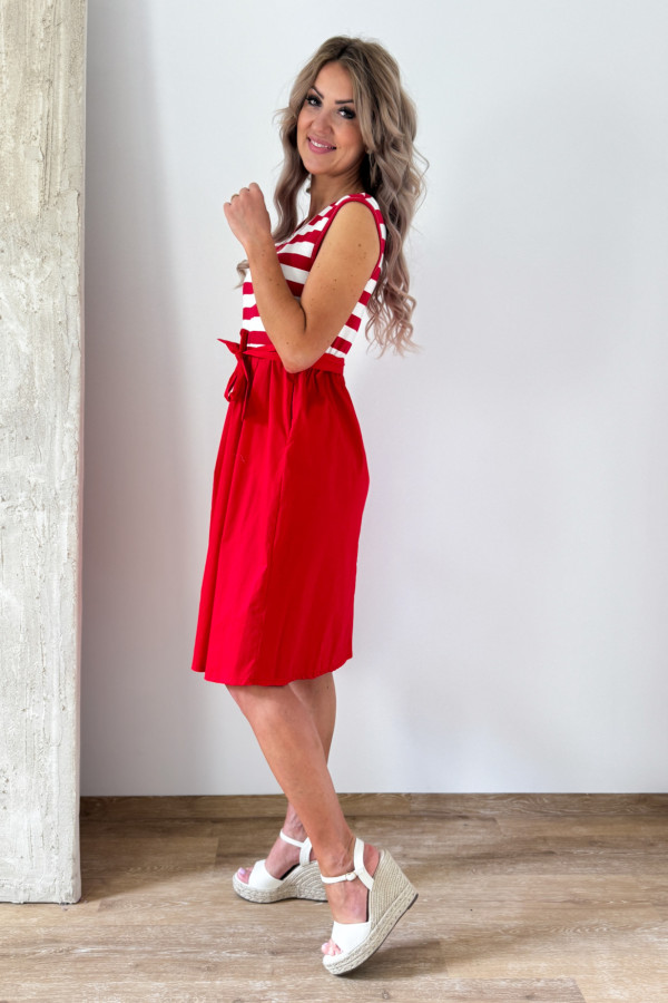 Sukienka Fit & Flare Maja - Biało Czerwona 4