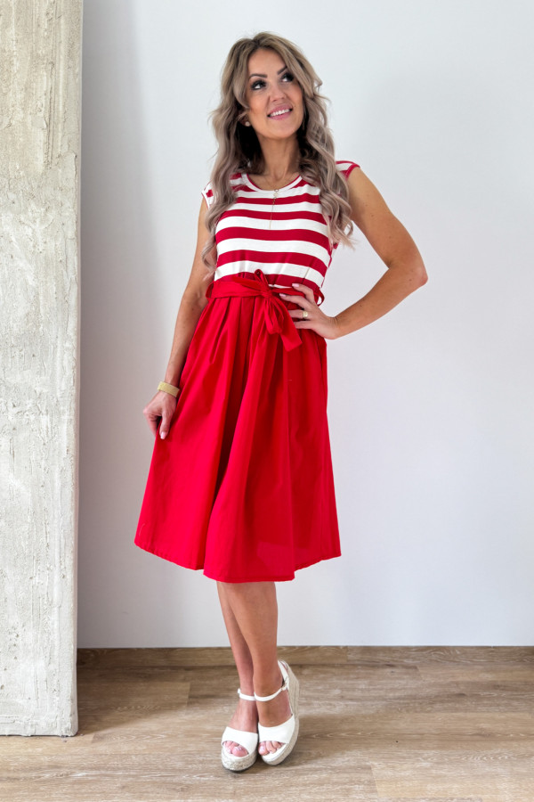 Sukienka Fit & Flare Maja - Biało Czerwona 5