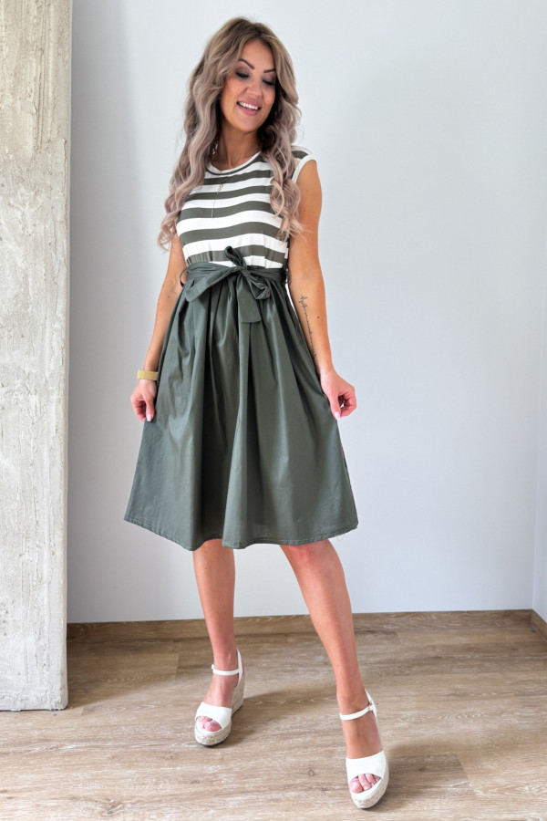 Sukienka Fit & Flare Maja - Biały Khaki 4
