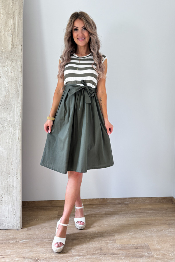 Sukienka Fit & Flare Maja - Biały Khaki