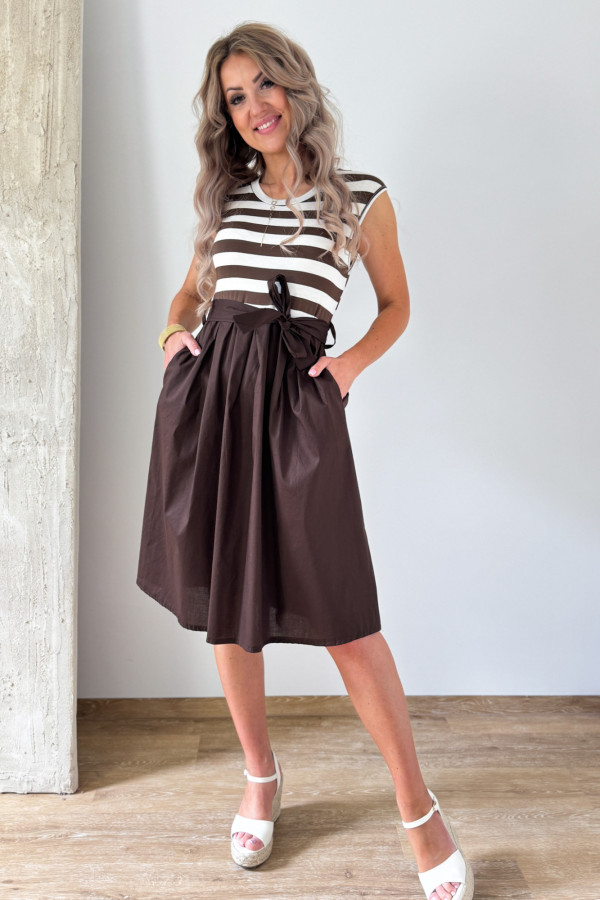 Sukienka Fit & Flare Maja - Biały Czekolada
