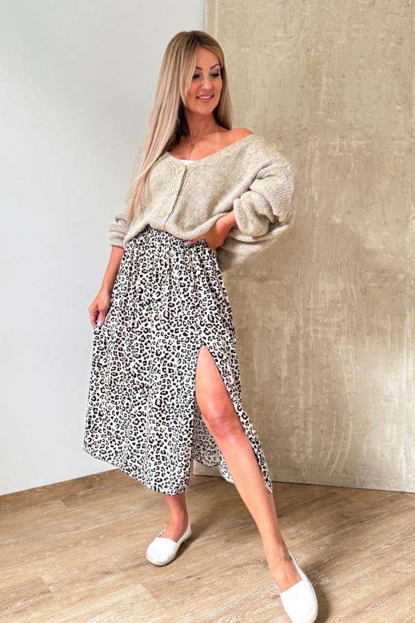 Sweter Rozpinany Button - Beżowy 5