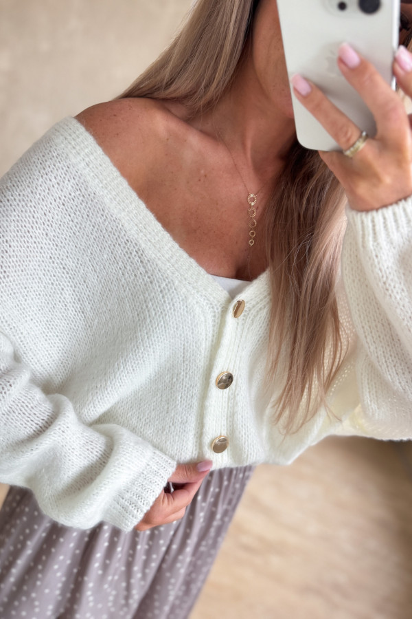 Sweter Rozpinany Button - Waniliowy 3