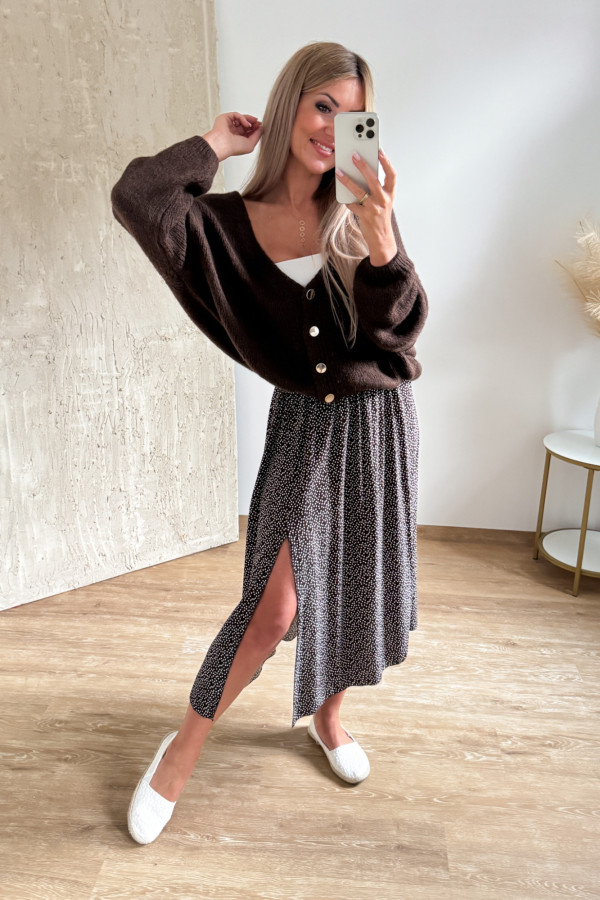 Sweter Rozpinany Button -Czekoladowy 2