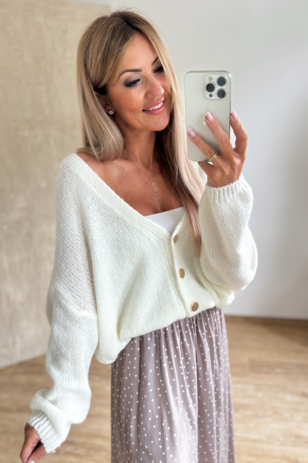 Sweter Rozpinany Button - Waniliowy