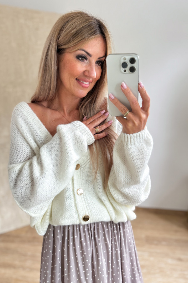 Spódnica Midi w Drobne Groszki Soma - Chłodny Beż 5