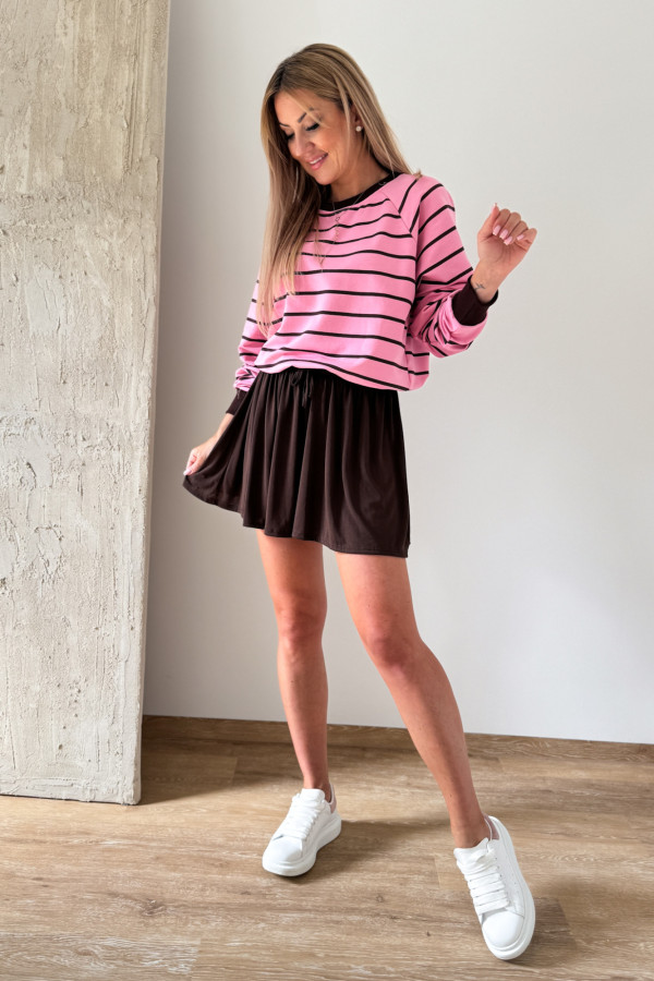 Bluza w Drobne Paski Strips - Róż z Czekoladą