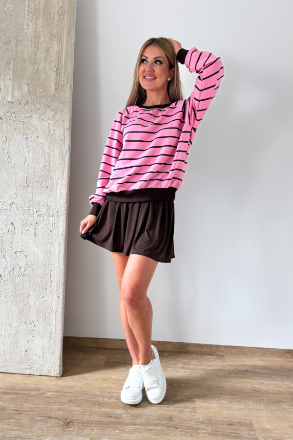 Bluza w Drobne Paski Strips - Róż z Czekoladą 4