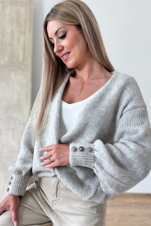 PREORDER Kardigan Sweter Narzutka Dafne - Zimny Beż 3