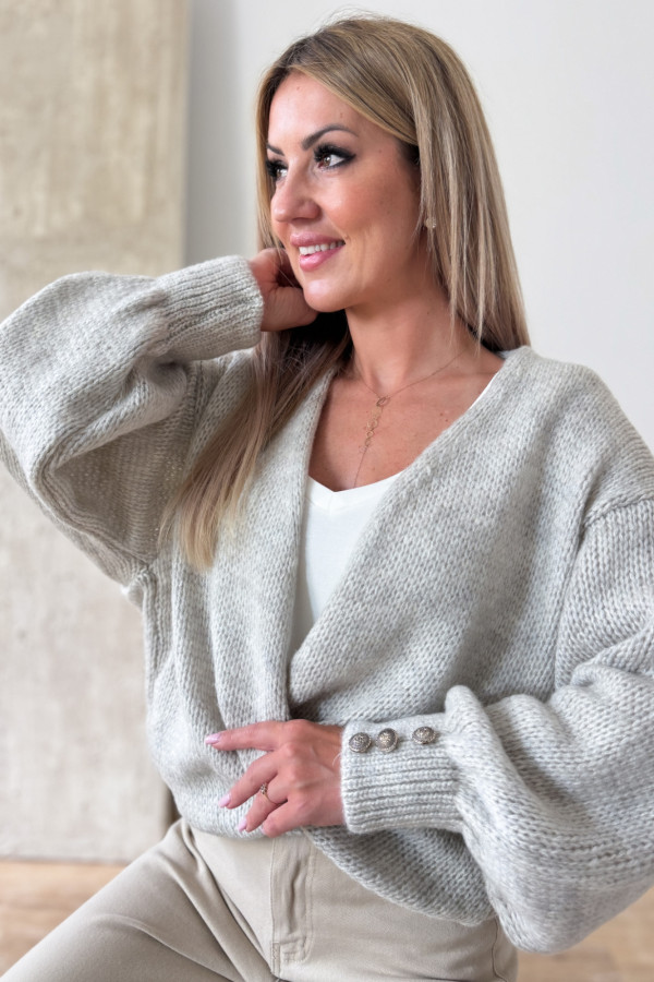 PREORDER Kardigan Sweter Narzutka Dafne - Zimny Beż 5
