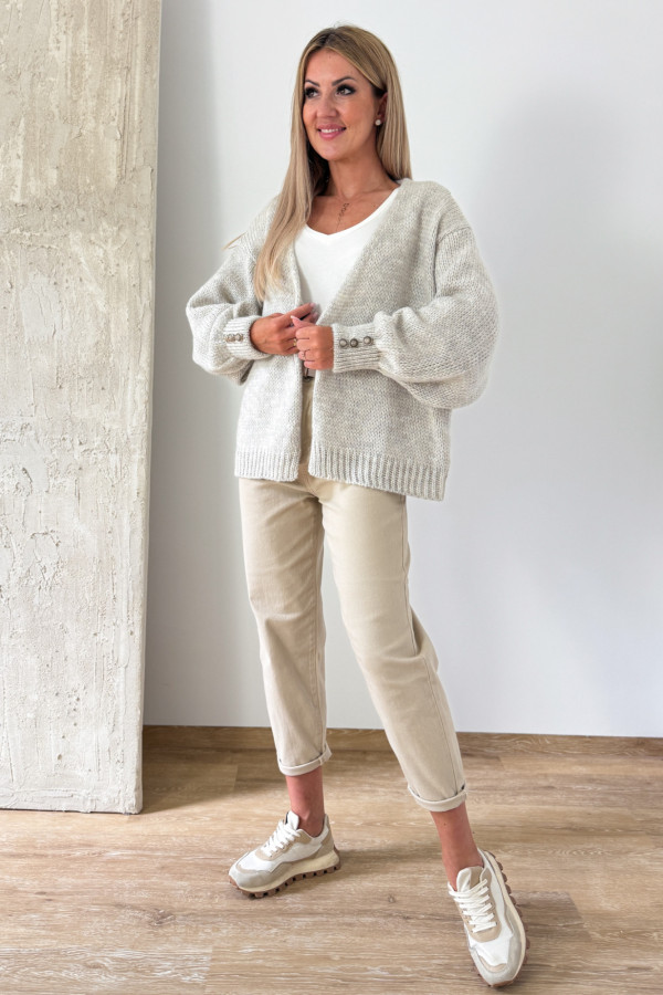 PREORDER Kardigan Sweter Narzutka Dafne - Zimny Beż 7