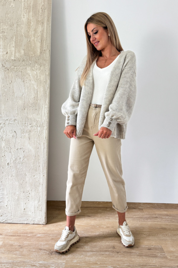 PREORDER Kardigan Sweter Narzutka Dafne - Zimny Beż 8