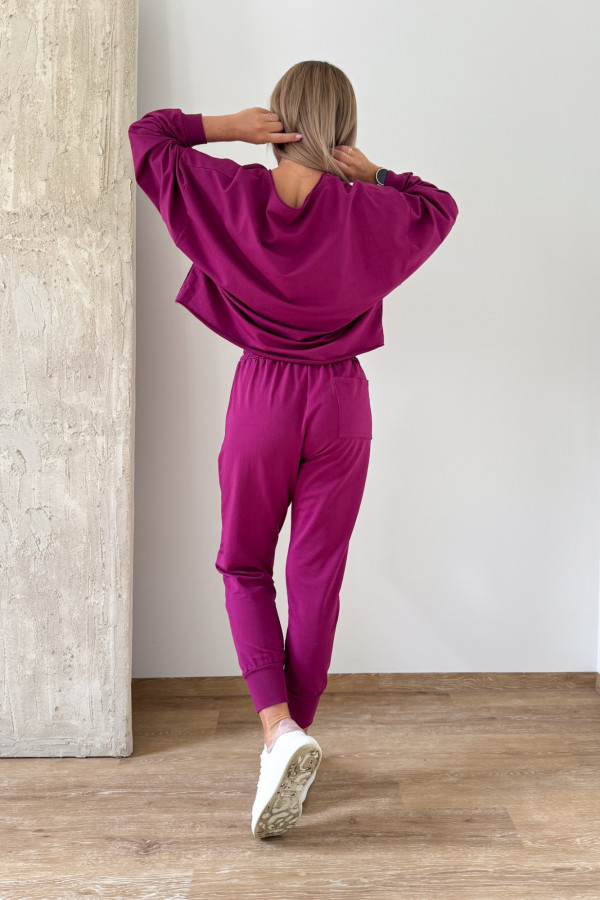 Komplet Bawełniany Bluza Spodnie Basic Comfy - Amarant 6