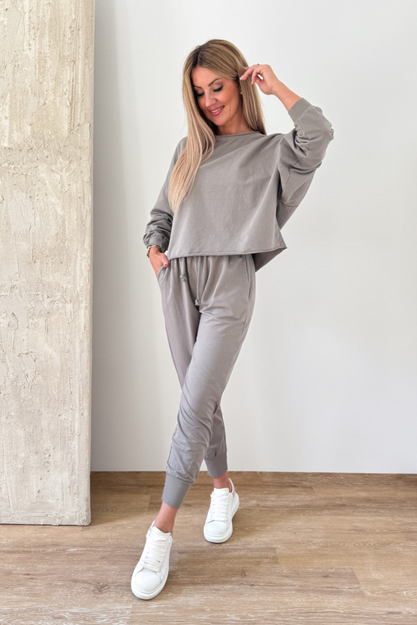 Komplet Bawełniany Bluza Spodnie Basic Comfy - Fango