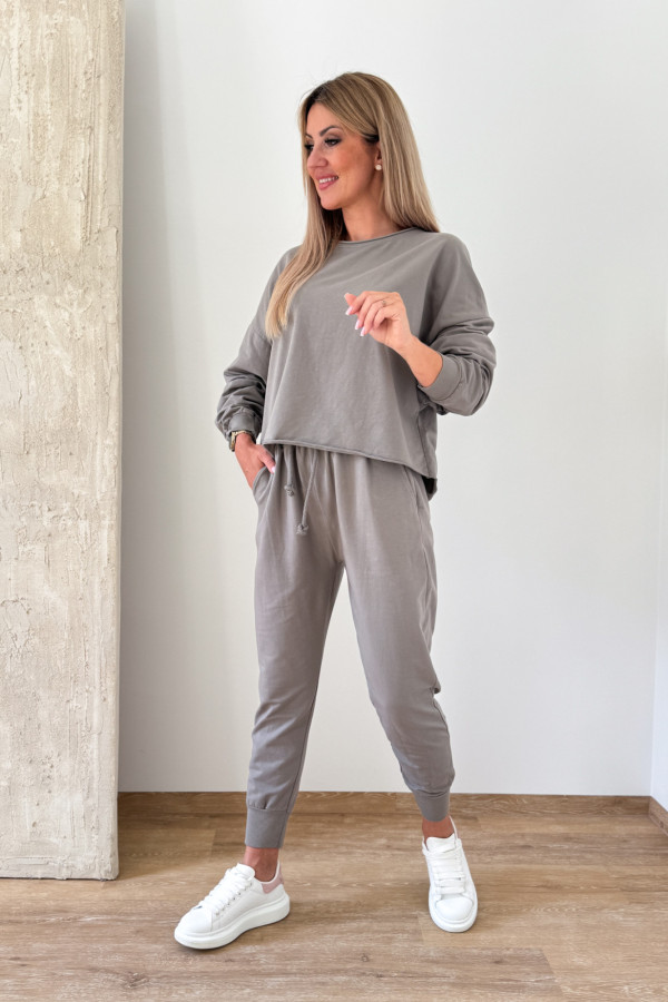 Komplet Bawełniany Bluza Spodnie Basic Comfy - Fango 2