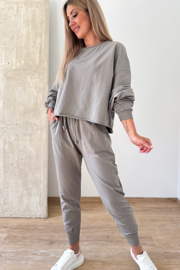 Komplet Bawełniany Bluza Spodnie Basic Comfy - Fango 4
