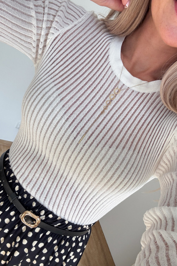 Bluzka Transparentna Elegance - Śmietankowa