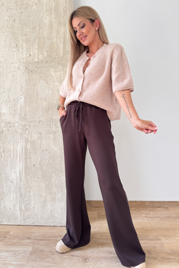 Sweter Rozpinany z Krótszym Rękawem Alice - Pudrowy