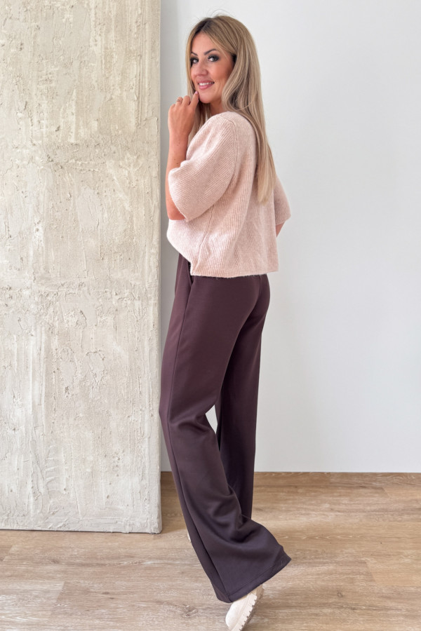Sweter Rozpinany z Krótszym Rękawem Alice - Pudrowy 5