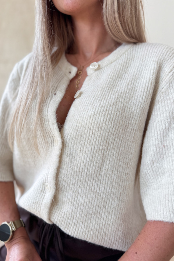 Sweter Rozpinany z Krótszym Rękawem Alice - Jasny Beżowy 5
