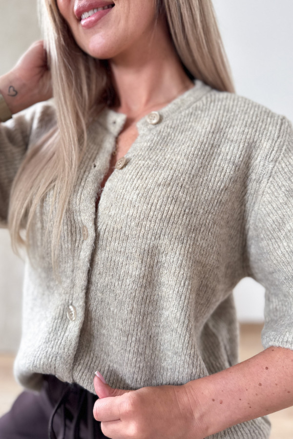 Sweter Rozpinany z Krótszym Rękawem Alice - Beżowy 7