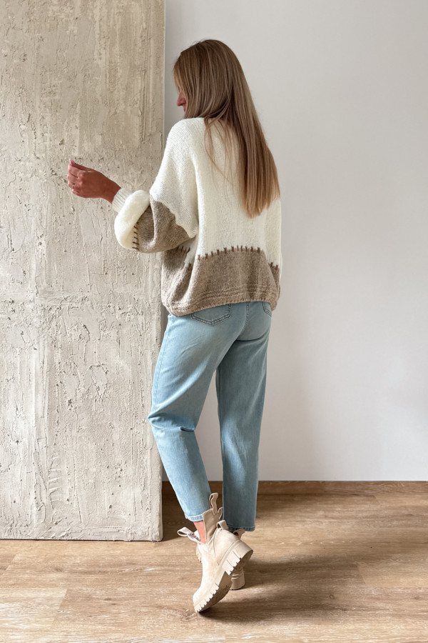 Kardigan Sweter Narzutka Patchwork - Beż Fango Ecru 2