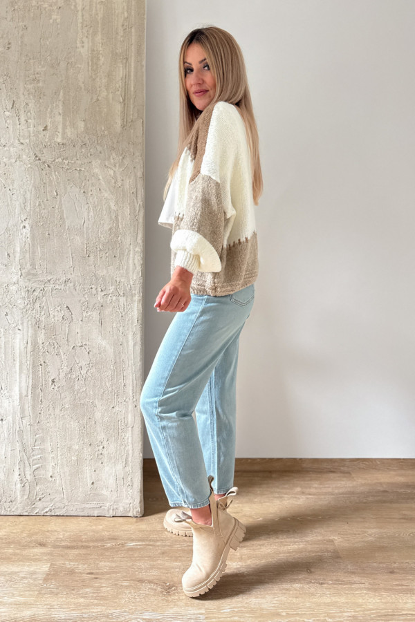 Kardigan Sweter Narzutka Patchwork - Beż Fango Ecru 7