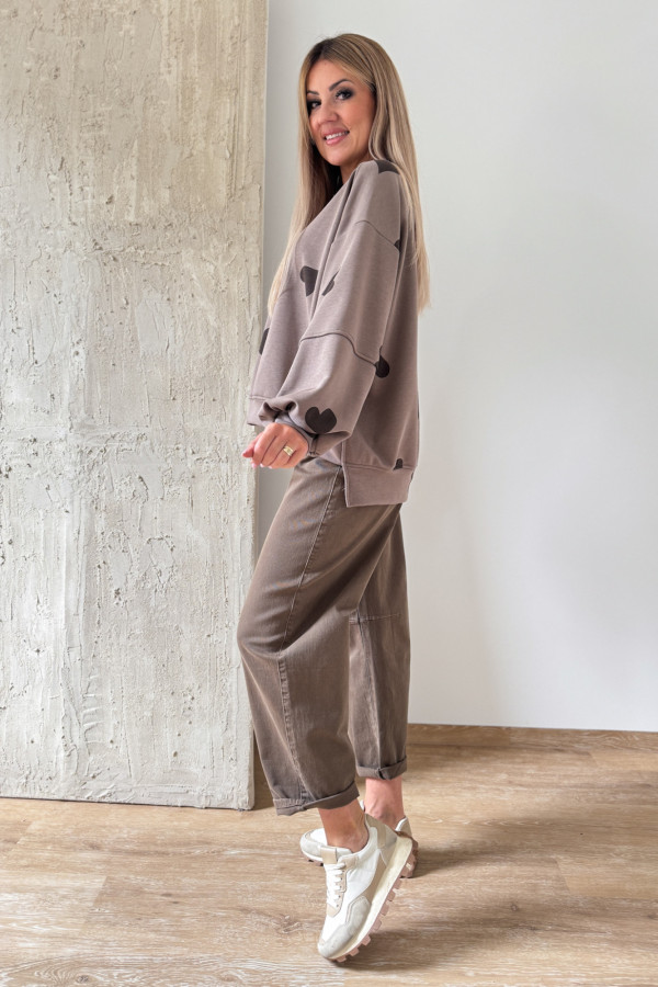 Bluza Oversizowa Serduszko - Mocca z Czekoladą 3