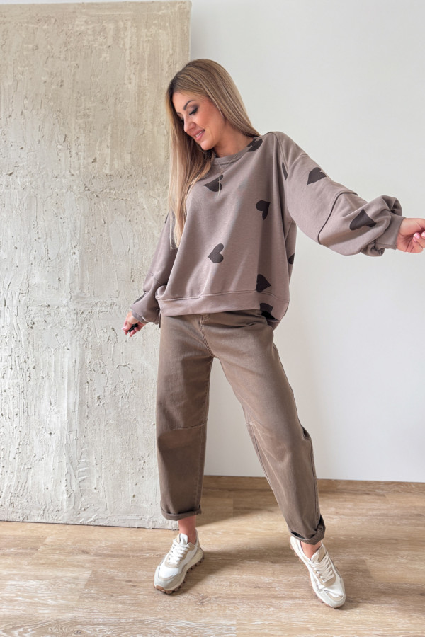 Bluza Oversizowa Serduszko - Mocca z Czekoladą 4