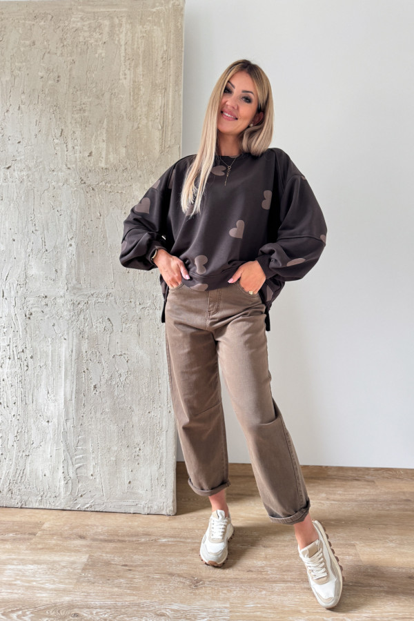 Bluza Oversizowa Serduszko - Czekolada z Moccą 1