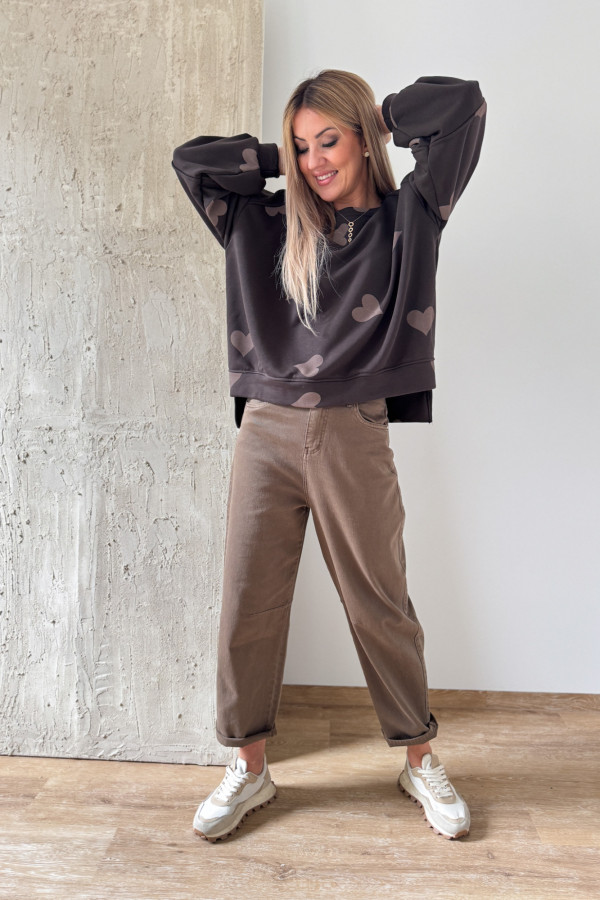 Bluza Oversizowa Serduszko - Czekolada z Moccą 3