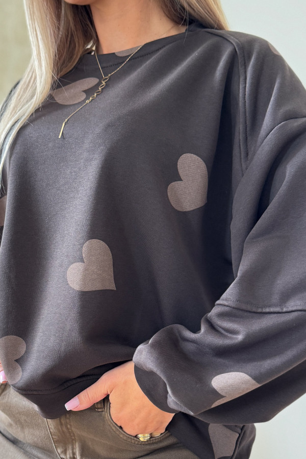 Bluza Oversizowa Serduszko - Czekolada z Moccą 4