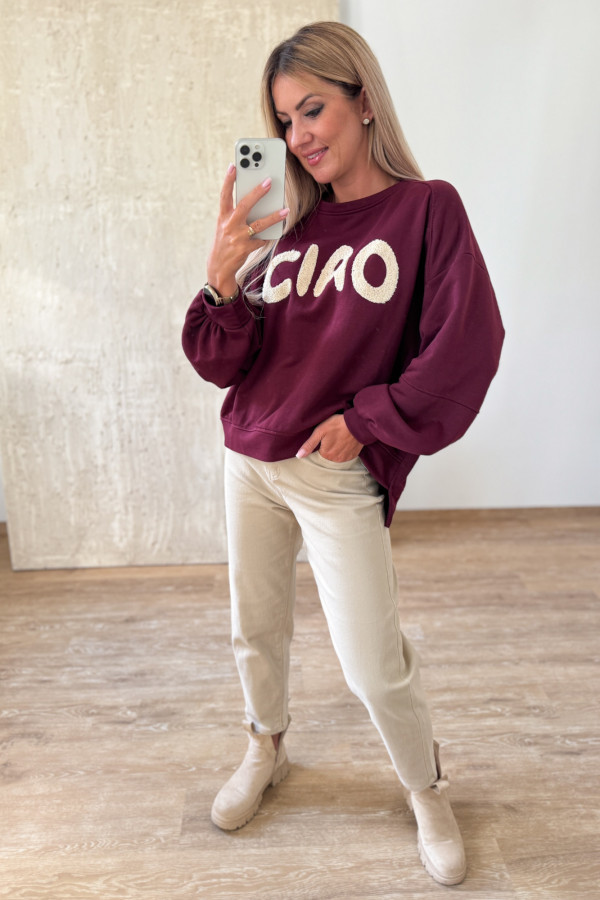 Bluza Oversizowa Ciao - Bordowa