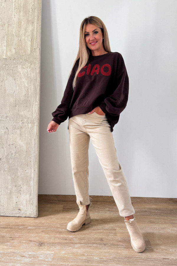 Bluza Oversizowa Ciao - Czeokladowa