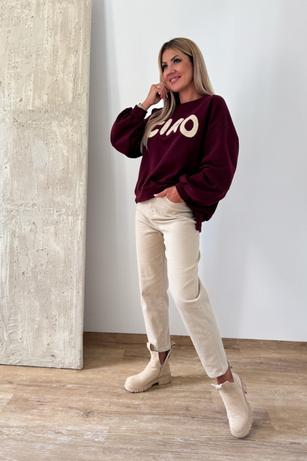 Bluza Oversizowa Ciao - Bordowa 10
