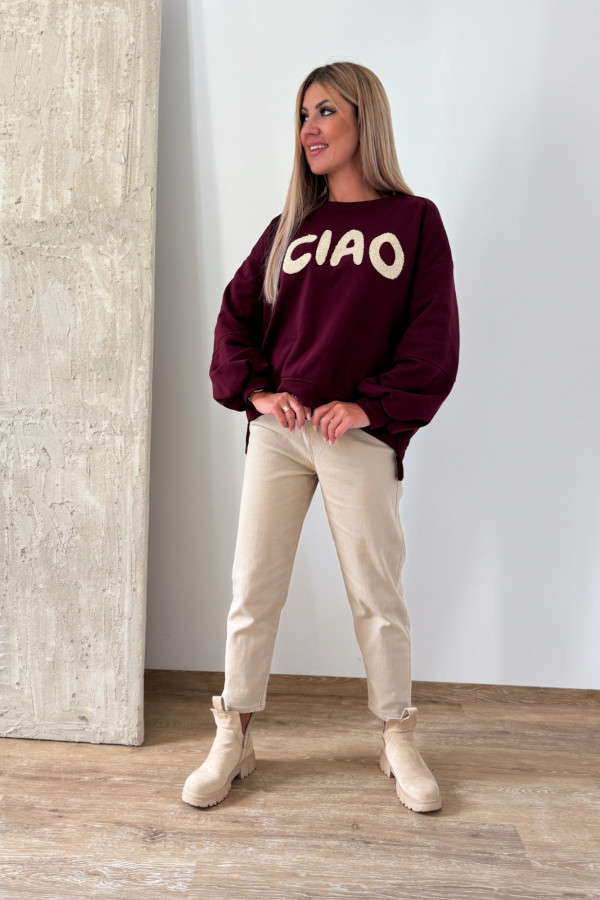 Bluza Oversizowa Ciao - Bordowa 11