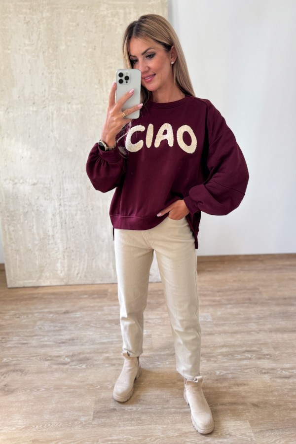 Bluza Oversizowa Ciao - Bordowa 12