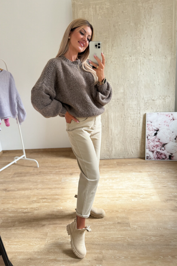 Sweter z Bufiastym Rękawem Ares - Czekoladowy 5