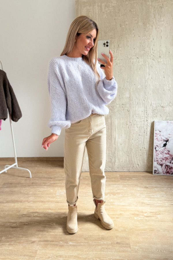 Sweter z Bufiastym Rękawem Ares - Liliowy 1