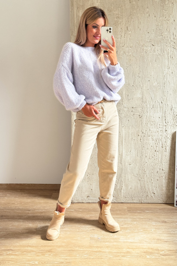 Sweter z Bufiastym Rękawem Ares - Liliowy 8