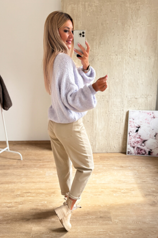 Sweter z Bufiastym Rękawem Ares - Liliowy 9