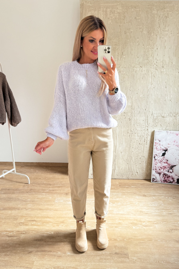 Sweter z Bufiastym Rękawem Ares - Liliowy 11