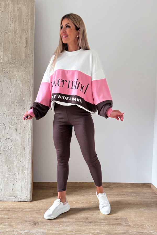 Komplet Dwuczęściowy Never Mind Bluza Leginsy - Czekolada z Różem 1