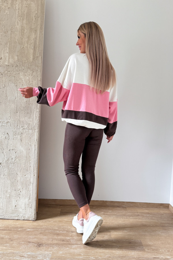 Komplet Dwuczęściowy Never Mind Bluza Leginsy - Czekolada z Różem 8