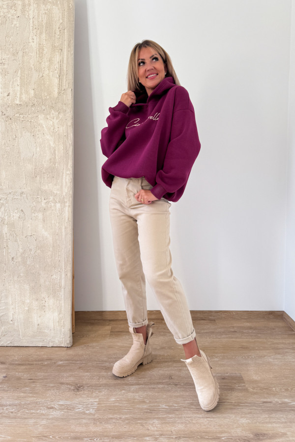 Bluza Oversizowa z Kapturem Ciao Bella - Amarant 3