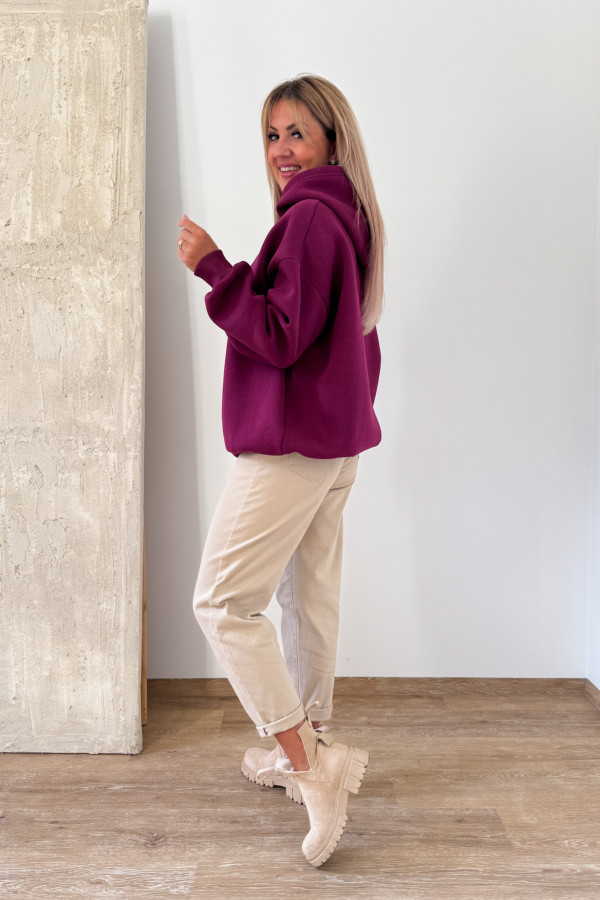 Bluza Oversizowa z Kapturem Ciao Bella - Amarant 6
