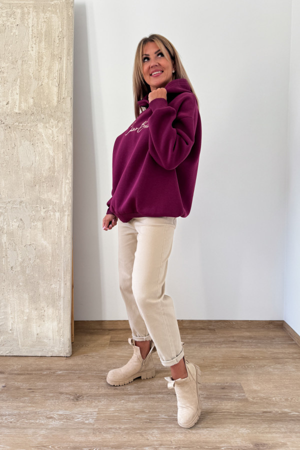 Bluza Oversizowa z Kapturem Ciao Bella - Amarant 7