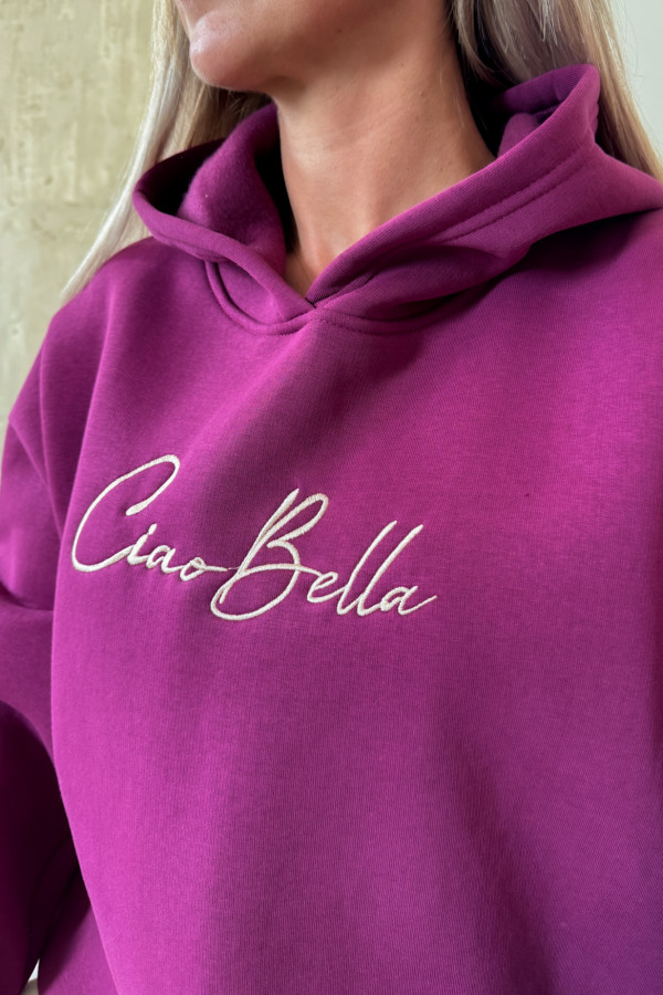 Bluza Oversizowa z Kapturem Ciao Bella - Amarant 9