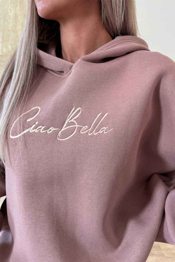 Bluza Oversizowa z Kapturem Ciao Bella - Beżowa 1